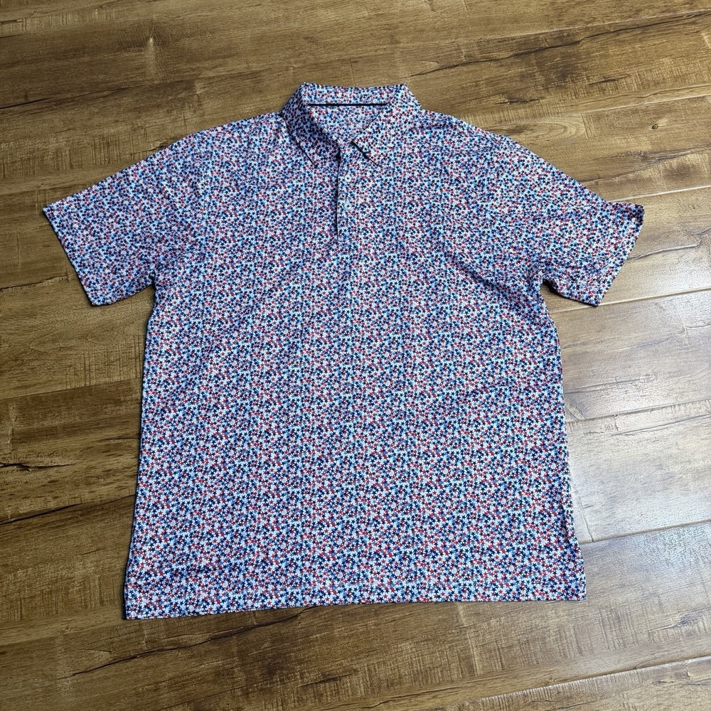 Maelreg Polo Sz XL Red White Blue Star Aop Performance Golf American Patriotic